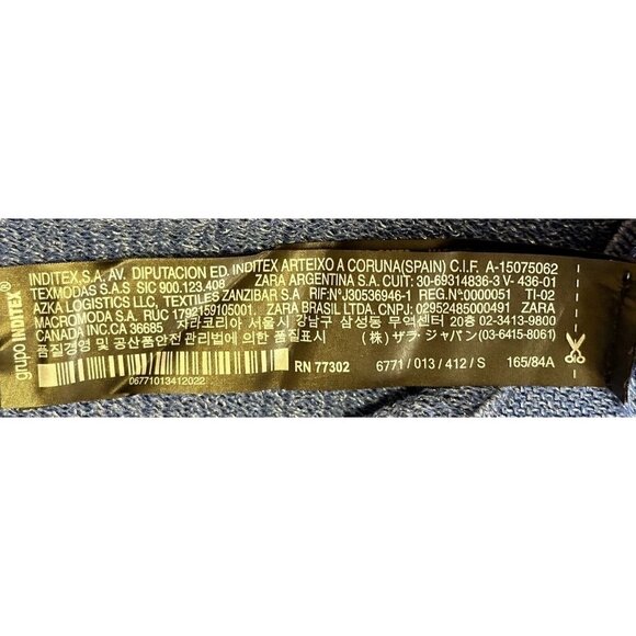 Zara Knit Italian Yarn Sweater Woman Size S Blue Deep V Neck Pullover Textured - Picture 9 of 13